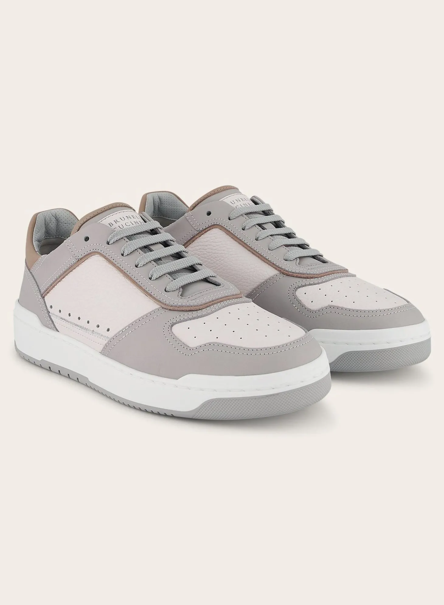 Brunello Cucinelli Basket Sneakers Van Leer Grijs Flash Sale