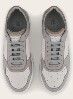 Brunello Cucinelli Basket Sneakers Van Leer Grijs Flash Sale