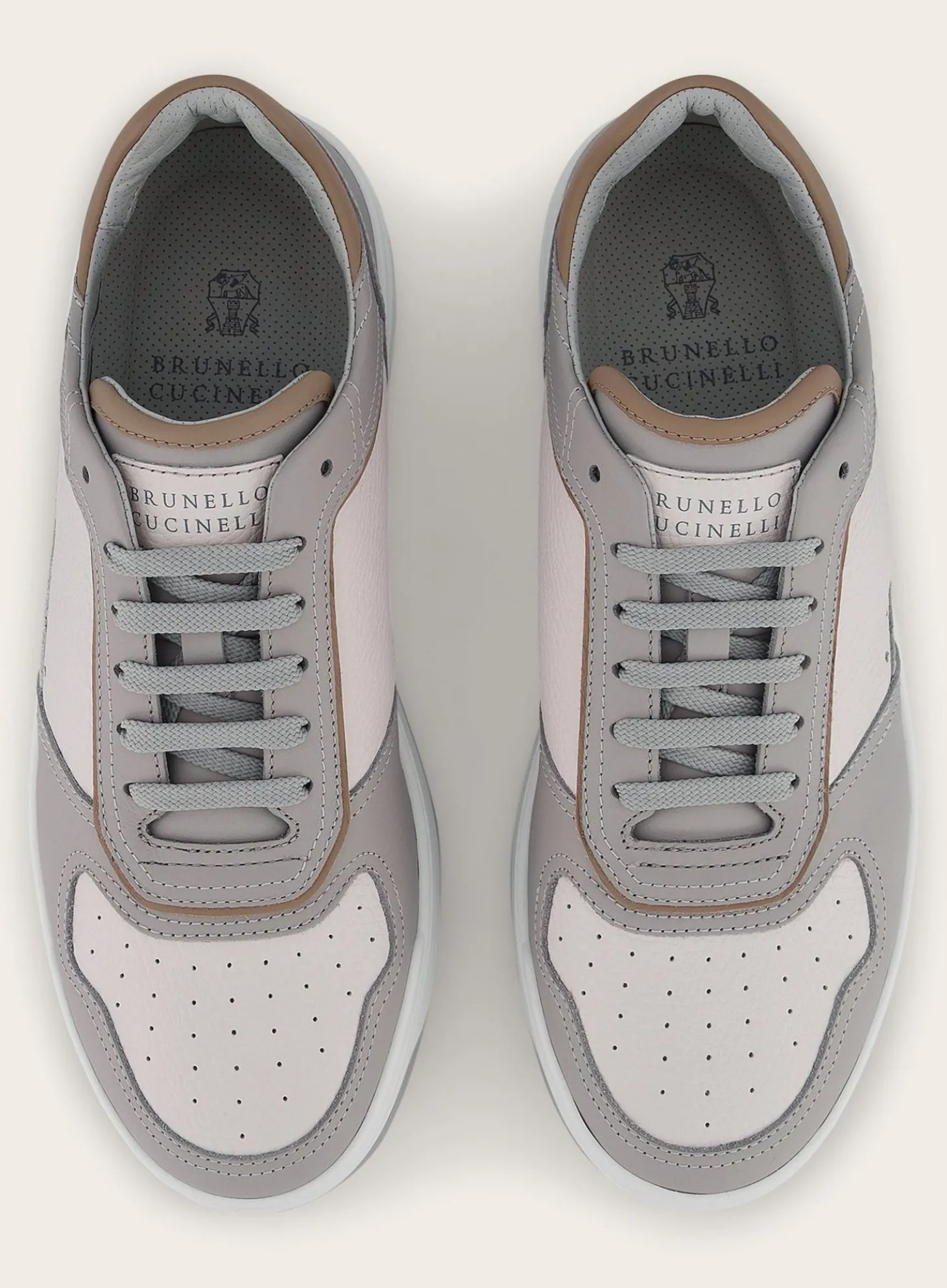 Brunello Cucinelli Basket Sneakers Van Leer Grijs Flash Sale