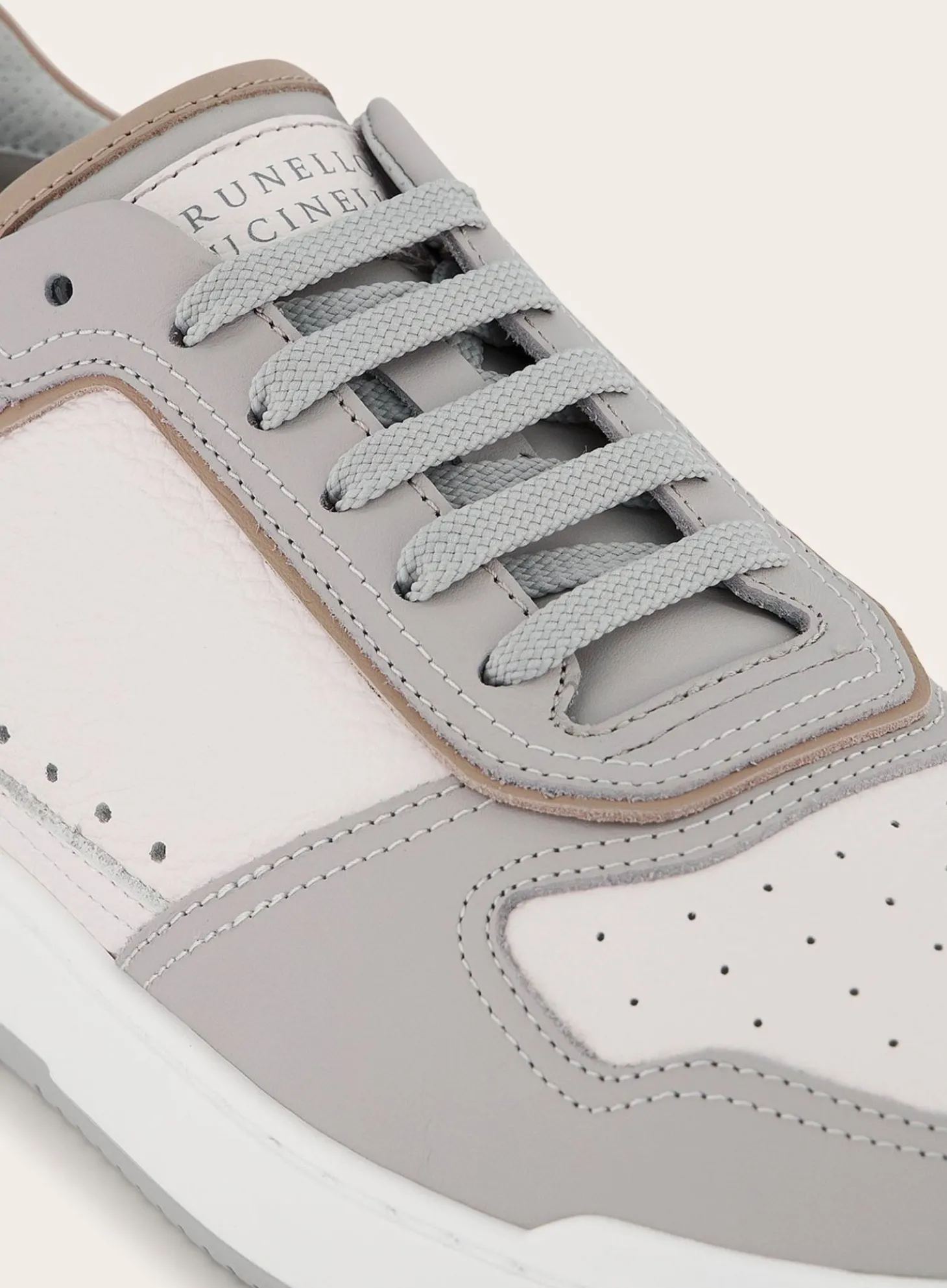 Brunello Cucinelli Basket Sneakers Van Leer Grijs Flash Sale