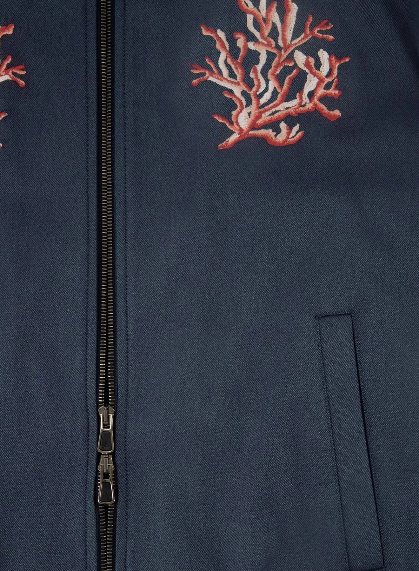 Isaia Bomberjack Met Print Van Wol, Zijde En Cashmere Blue Navy Online