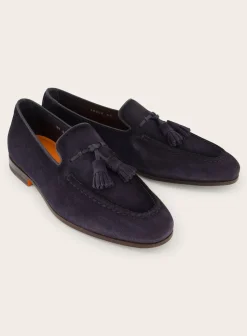 Santoni Carlos Assel Loafers Van Suede Blue Navy Discount
