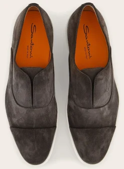 Santoni Clean Icon Instappers Van Suede D.Bruin Flash Sale