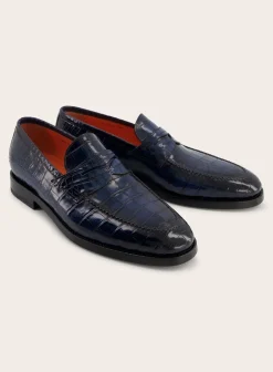 Santoni Croco Lederen Carlos Penny Loafers Hot