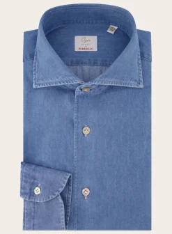 OGÉR Napoli Denim Shirt Van Katoen Jeans Blauw Cheap