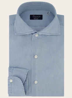 Finamore Denim Shirt Van Katoen Lght Blue Denim Flash Sale