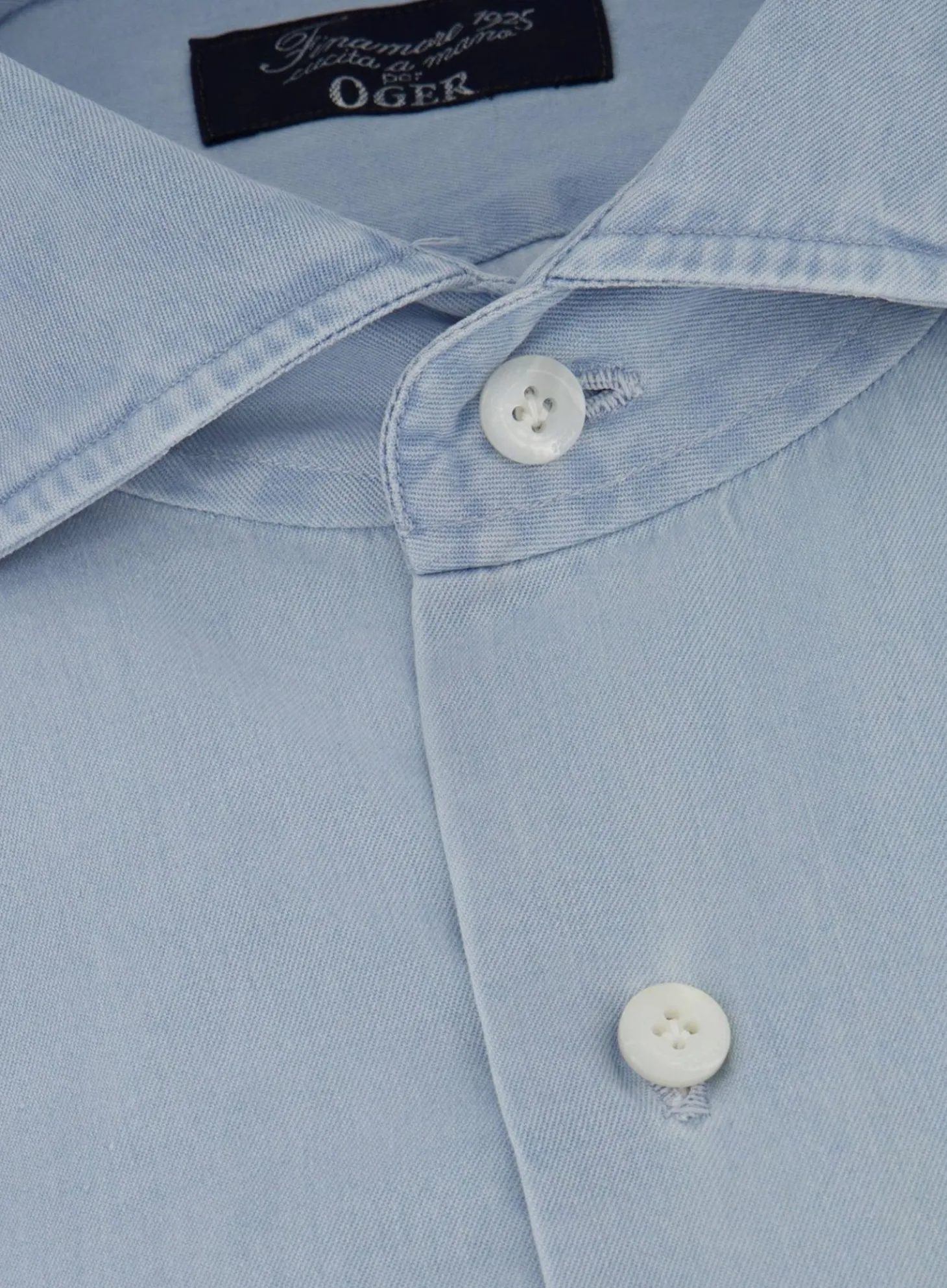 Finamore Denim Shirt Van Katoen Lght Blue Denim Flash Sale