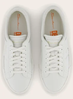 Santoni Double Buckle Sneakers Van Leer Wit Hot