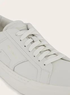 Santoni Double Buckle Sneakers Van Leer Wit Hot