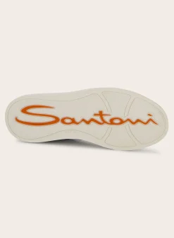 Santoni Double Buckle Sneakers Van Leer Wit Hot