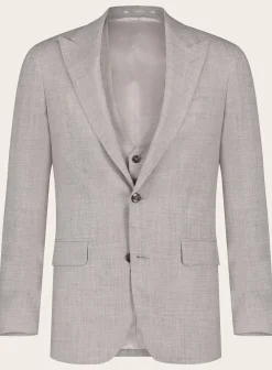 OGÉR Driedelig Pak Van Wol, Zijde En Linnen Beige Flash Sale