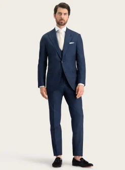 OGÉR Driedelig Pak Van Wol, Zijde En Linnen Blue Navy Cheap