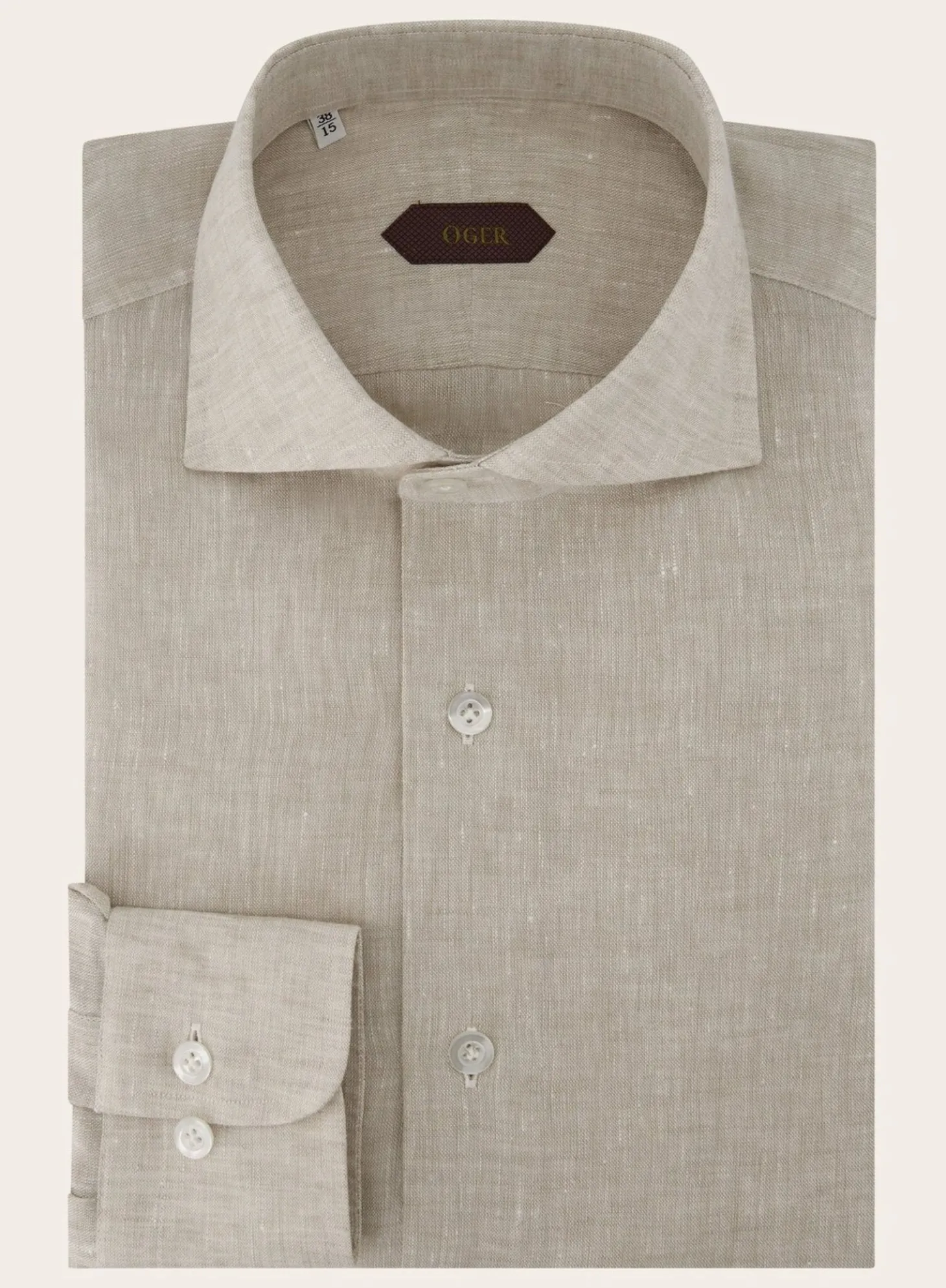 OGÉR Gemeleerd Shirt Van Linnen Beige Online