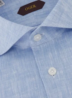 OGÉR Gemeleerd Shirt Van Linnen L.Blauw Best Sale