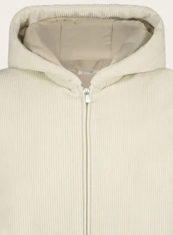 OGÉR Italian Knitwear Geribde Bodywarmer Met Capuchon Room-Wit Hot