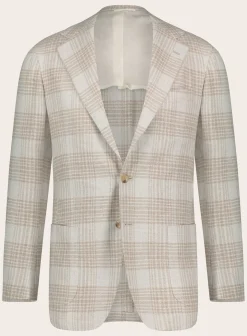 Kiton Geruit Jasje Van Cashmere En Wol Beige Clearance