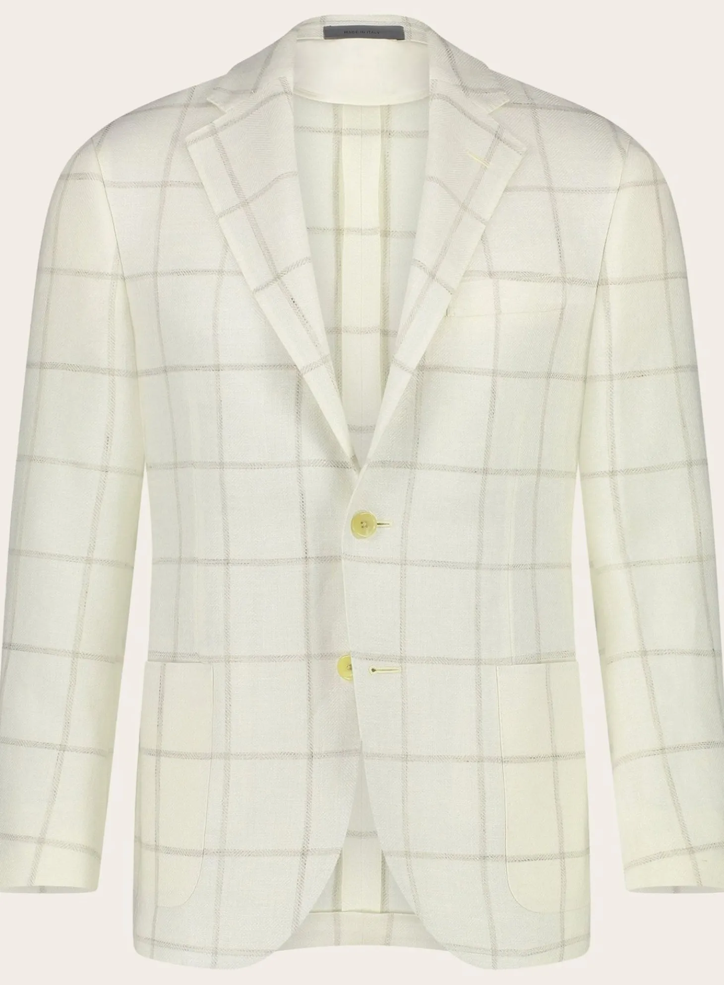 Corneliani Geruit Jasje Van Wol Room-Wit Outlet