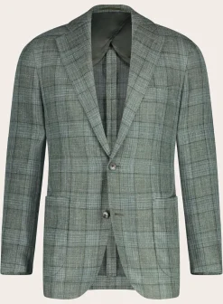 OGÉR Geruit Jasje Van Wol En Linnen Groen Hot