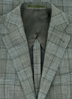 OGÉR Geruit Jasje Van Wol En Linnen Groen Hot