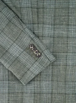 OGÉR Geruit Jasje Van Wol En Linnen Groen Hot