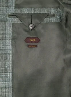 OGÉR Geruit Jasje Van Wol En Linnen Groen Hot