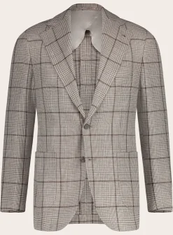 OGÉR Geruit Jasje Van Wol En Zijde Beige-Bruin Cheap