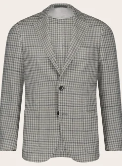 Corneliani Geruit Jasje Van Wol En Zijde Beige Flash Sale