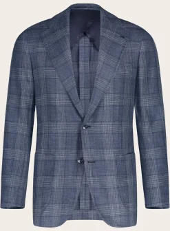 OGÉR Geruit Jasje Van Wol En Zijde Blue Navy Shop