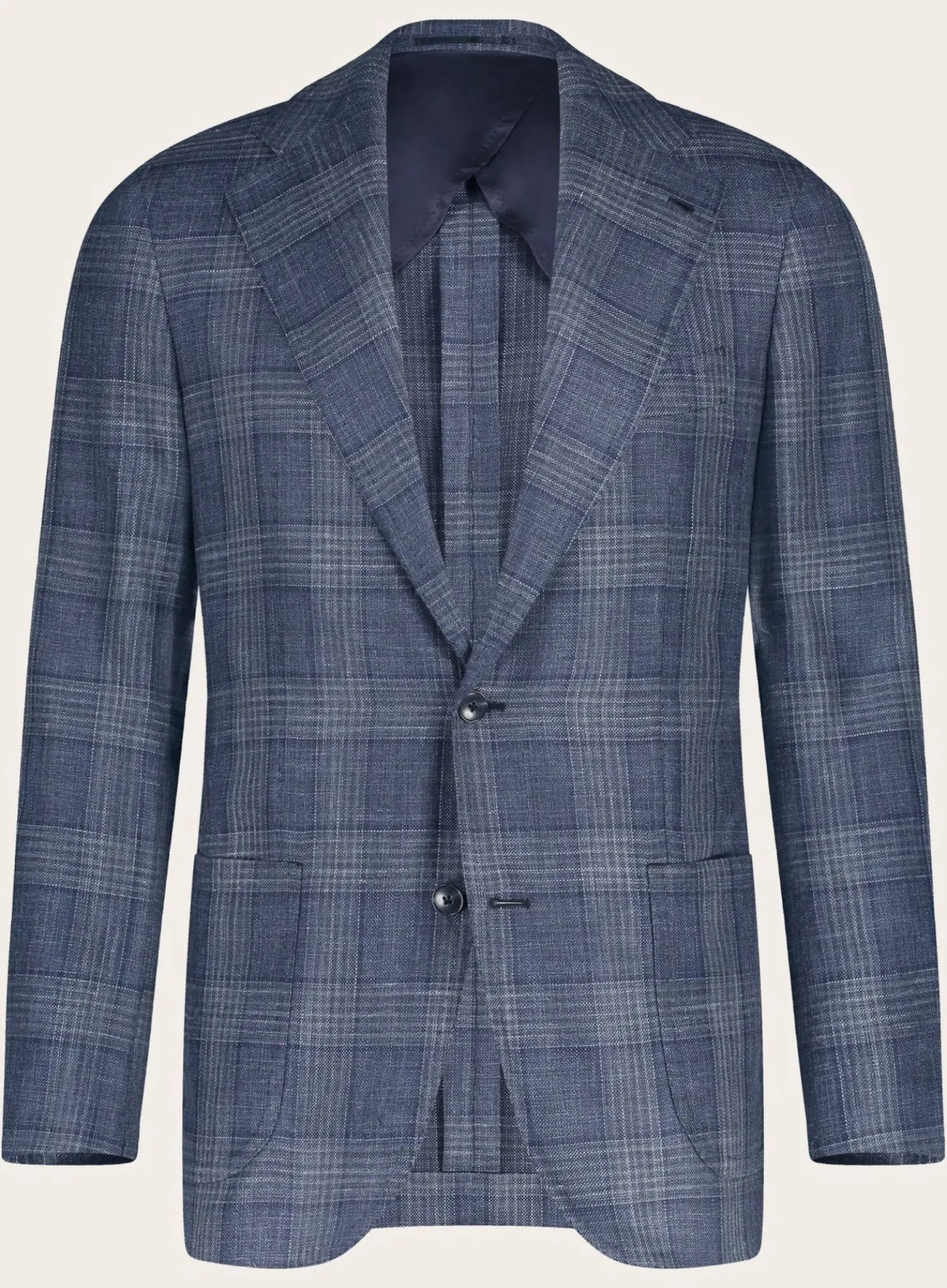 OGÉR Geruit Jasje Van Wol En Zijde Blue Navy Shop