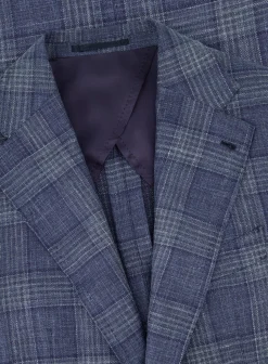 OGÉR Geruit Jasje Van Wol En Zijde Blue Navy Shop