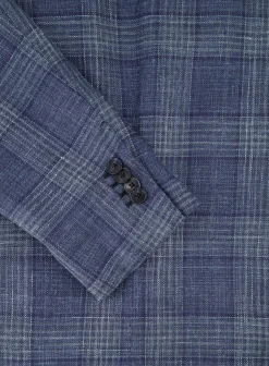 OGÉR Geruit Jasje Van Wol En Zijde Blue Navy Shop