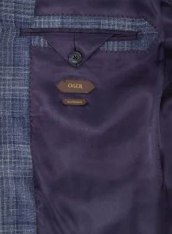 OGÉR Geruit Jasje Van Wol En Zijde Blue Navy Shop