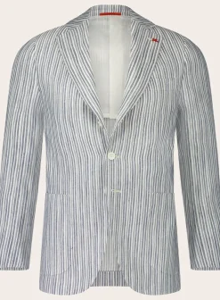 Isaia Gestreept Jasje Van Linnen Multicolor Discount