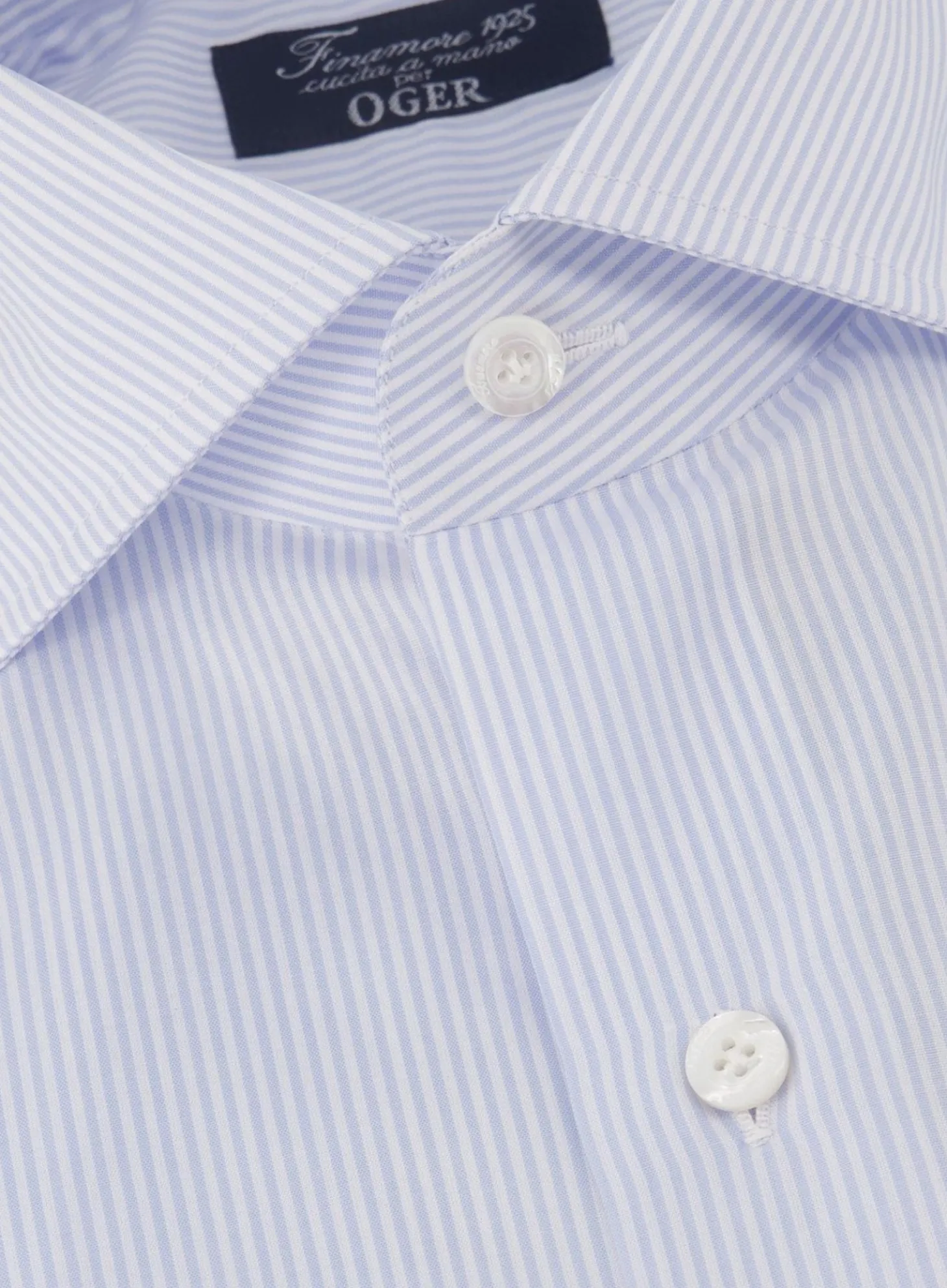 Finamore Gestreept Shirt Van Katoen L.Blauw Best Sale