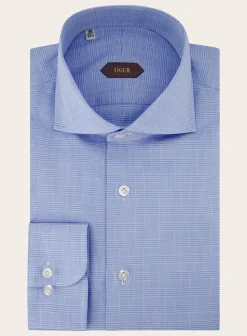 OGÉR Glencheck Shirt Van Katoen Blauw Clearance