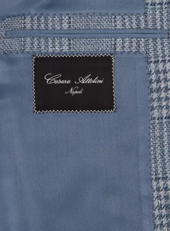 Cesare Attolini Handgemaakt Glencheck Jasje Van Wol L.Blauw Shop