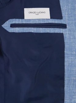 Orazio Luciano Handgemaakt Jasje Van Wol En Linnen L.Blauw Shop