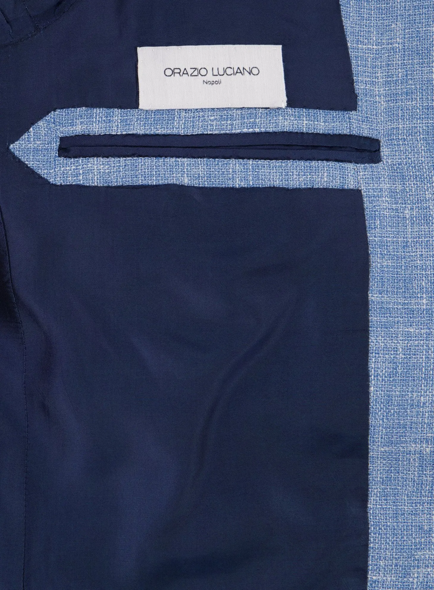 Orazio Luciano Handgemaakt Jasje Van Wol En Linnen L.Blauw Shop