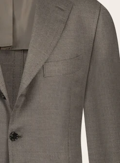 Cesare Attolini Handgemaakt Jasje Van Wol Hopsack Taupe Store