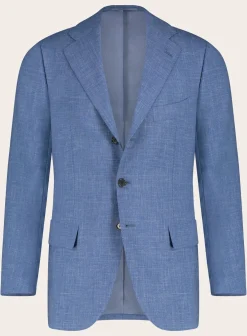 Cesare Attolini Handgemaakt Pak Van Wol En Linnen L.Blauw Flash Sale