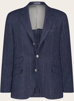 Brunello Cucinelli Jasje Van Linnen, Zijde En Wol Blauw Cheap