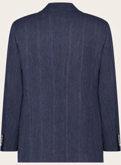 Brunello Cucinelli Jasje Van Linnen, Zijde En Wol Blauw Cheap