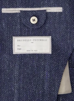 Brunello Cucinelli Jasje Van Linnen, Zijde En Wol Blauw Cheap
