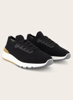 Brunello Cucinelli Knitted Low-Top Sneakers Zwart Fashion