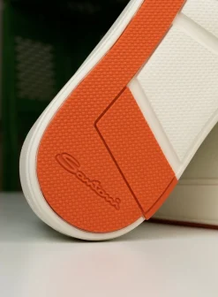 Santoni Lederen Clean Icon Sneakers Wit Cheap