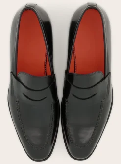 Santoni Lederen Loafers Zwart Hot