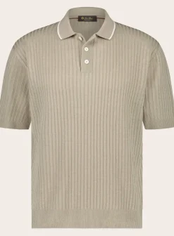 Loro Piana Linnen Flat Rib Polo Beige Store