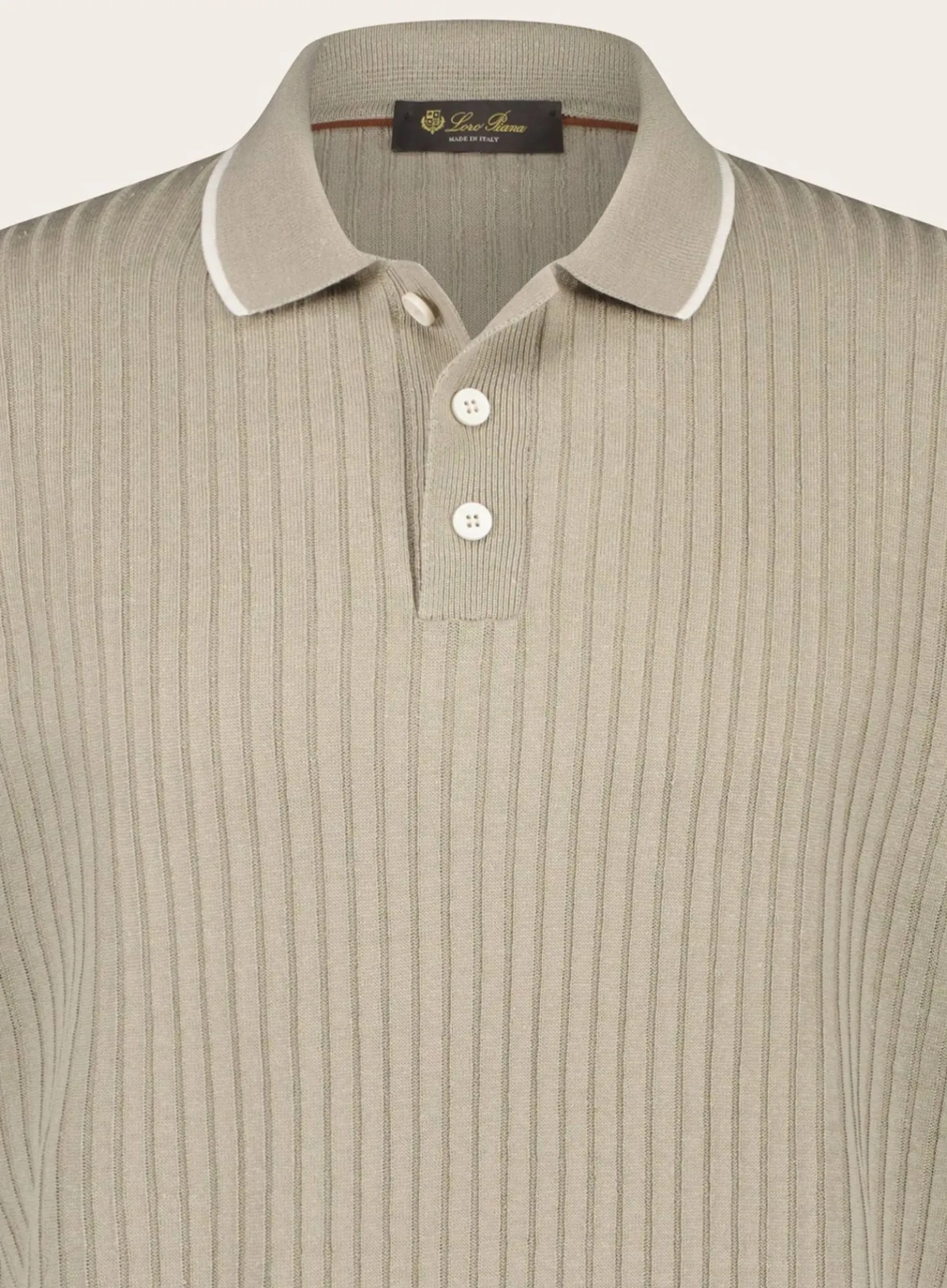 Loro Piana Linnen Flat Rib Polo Beige Store