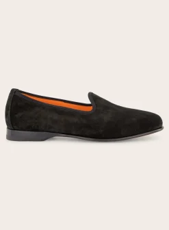 Santoni Loafers Van Suede Zwart Cheap