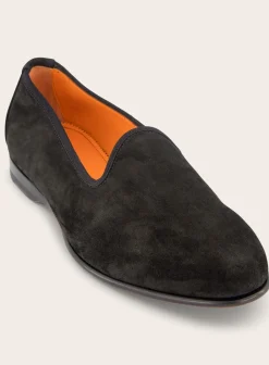 Santoni Loafers Van Suede Zwart Cheap